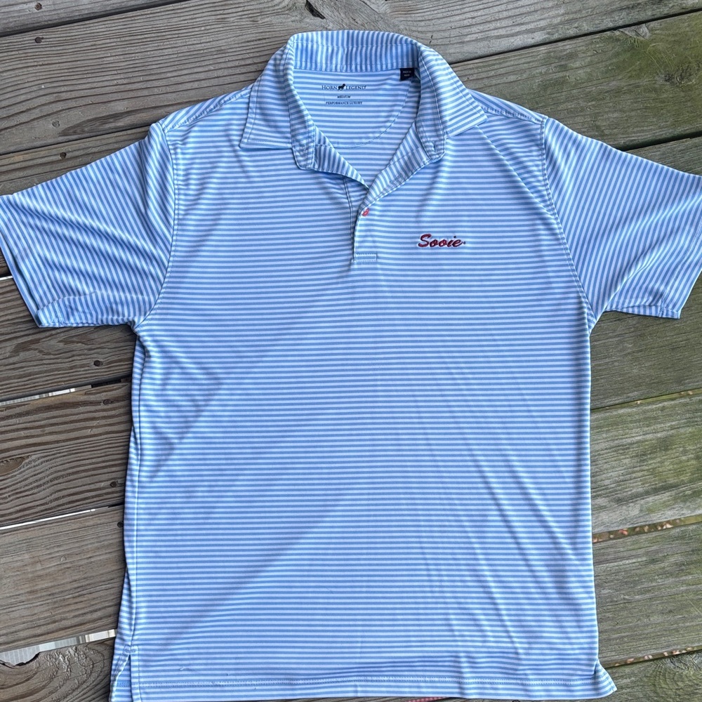 Horn Legend Arkansas Razorbacks Polo M Blue White Stripe